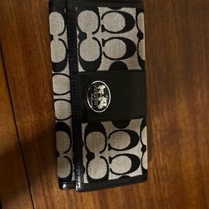 Coach Black and Cream Signature Clutch